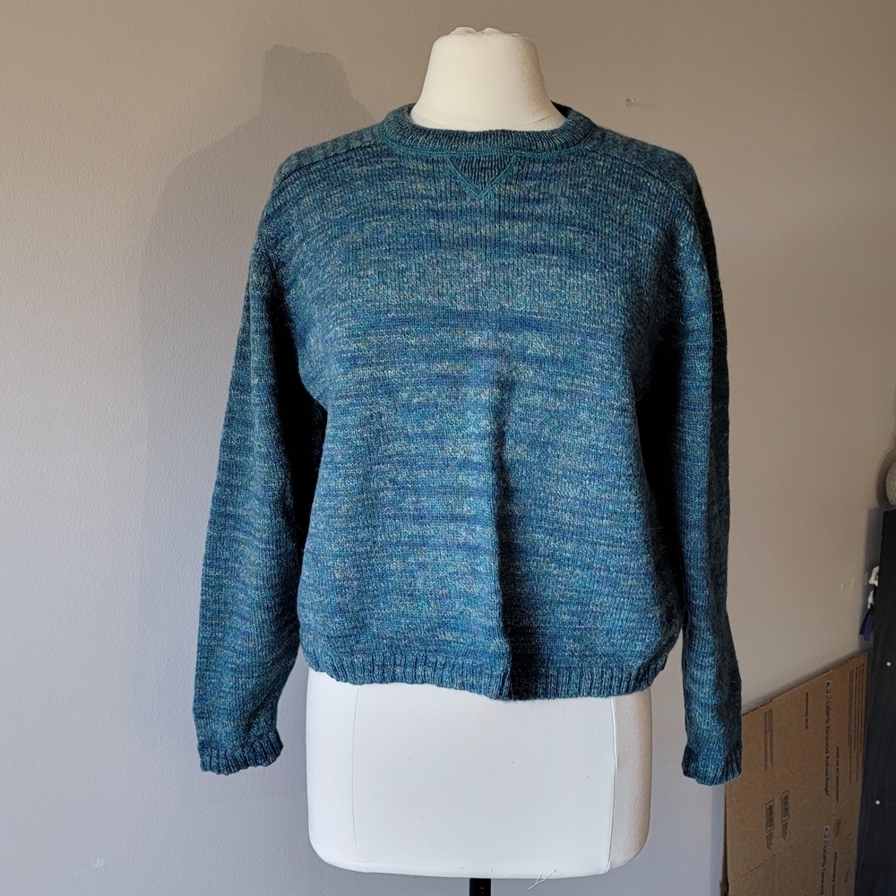 Eddie Bauer Teal Women's Crew Neck Sweater 100% Wool